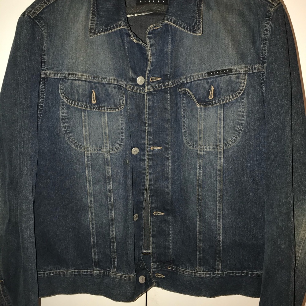 Sisley Dark Blue Slim Fit Denim Jacket